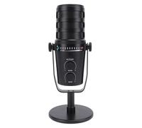FAUOSWUK Microphone USB Podcast, Micro de Jeu Haute fidélité avec Contrôle du Volume pour L'enregistrement et Le Streaming en Direct, Construction Métallique, Prêt à l'emploi
