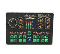 FAUOSWUK Mini Carte de Mixage Sonore, Changeur de Voix de Carte Son en Direct avec Grand Bouton de Réglage du Fader, Lumières éblouissantes BT pour Appareil PC, Téléphone de Type C (Noir)