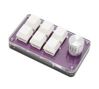 FAUOSWUK Pavé Macro à 6 Touches, Mini Clavier de Jeu Mécanique Programmable avec 1 Bouton Multifonctionnel Commutateur Bleu Fonction de Mémoire Mécanique Mini Clavier pour Les Médias de