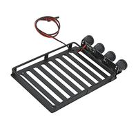 FAUOSWUK Porte-Bagages de Toit RC avec Lumières LED de qualité Supérieure pour Chenille Axiale SCX24 1/24, Fer en Plastique Noir Durable, Décoration Cool pour la Conduite de Nuit (Lampe Ronde)