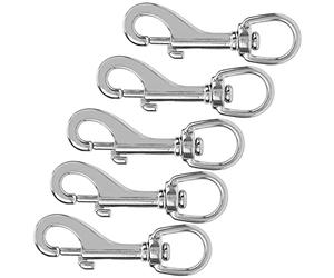 FAUOSWUK Porte-clés à Clamp/Holder à Ressort à Double extrémité en Métal de Haute qualité, Crochet de Plongée pour Haltérophilie, 5 X Mousqueton à Ressort