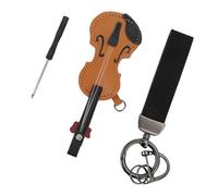 FAUOSWUK Porte-clés de Violon en Cuir PU Rétro à la Mode, Porte-clés D'instrument de Musique Miniature Classique pour les Amateurs de Musique (Brun)
