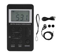 FAUOSWUK QQT103 Mini Radio FM AM Portable, Récepteur Radio Stéréo Professionnel avec Haute sensibilité et écran LCD, avec écouteurs (Noir)