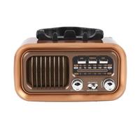 FAUOSWUK Radio Rétro avec Haut-Parleur BT, Radio Portable AM FM à Ondes Courtes, Lecture de Carte Mémoire USB Alimentée par Batterie Solaire, avec Antenne Rétractable de 13,7 Pouces, (Or)
