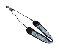 FAUOSWUK Sangle de Cou Réglable pour Saxophone brodé avec Crochet Longue Durée sans Rayures pour Saxophone Alto Ténor - Idéal pour les Artistes - Crochet en Métal (Totem bleu TS-07)