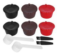 FAUOSWUK Tasse de Filtre à Capsule de café Rechargeable Réutilisable, porte-café du Support de Gousse de café avec Brosse à Cuillère Ensemble pour les Machines à café
