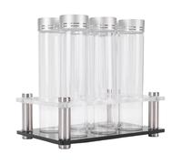 FAUOSWUK Tubes de Stockage de Grains de café, Présentoir Transparent en Verre Borosilicate à Haute Teneur en Borosilicate, avec Base en Acrylique pour L'affichage de Magasin de Décoration (Petite