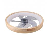 FAUOSWUK Ventilateur de Plafond LED avec Lumière, Télécommande, 6 Vitesses, Gradation Continue, Garniture en Bois, Moteur Réversible, pour Salon et Chambre à Coucher