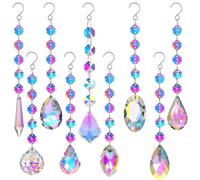 FAURAPMNG Lot de 9 attrape-soleils cristaux colorés, prismes à suspendre, boule arc-en-ciel, pendentifs maison, bureau, fête mariage, jardin, arbre Noël
