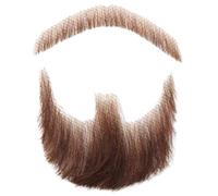 Fausse Barbe Cheveux Humains Barbe réaliste Fausse Moustache Invisible Faux Coiffure faciale Costume Barbe Dentelle Barbe pour Hommes scellant Halloween Cosplay Costume fête Brune Fausse Moustache