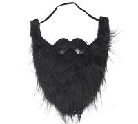 Fausse barbe drôle, flanelle fausse moustache costume stimulé fausses moustaches faciales jésus silhard accessoires de cheveux pour la fête de la famille (Grande barbe noire)