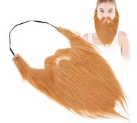 Fausse barbe réutilisable, fausse moustache réaliste et confortable, faux poils du visage avec cordons élastiques pour Halloween, Noël, cosplay (Grande barbe brune)