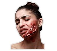 Fausse blessure mâchoire apparente adulte Halloween - Rouge - Taille Unique