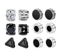 Fausse Boucle D'Oreille Aimant Homme,6/8 paires AimantéE Ensemble Boucles D'Oreilles,D'Oreilles MagnéTiques Boucle,Acier Inoxydable MagnéTique Boucles D'Oreille fur Hommes 6/8/9mm (Style A-6 paires)