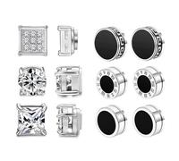 Fausse Boucle D'Oreille Aimant Homme,6/8 paires AimantéE Ensemble Boucles D'Oreilles,D'Oreilles MagnéTiques Boucle,Acier Inoxydable MagnéTique Boucles D'Oreille fur Hommes 6/8/9mm (Style B-6 paires)