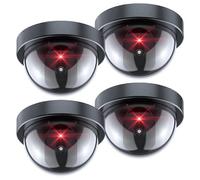 Fausse caméra de sécurité avec lumière LED rouge, système de surveillance sans fil réaliste pour la maison et l'extérieur (lot de 4).