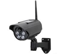 Fausse caméra de sécurité extérieure à énergie solaire, rotation à 360 °, lumière de surveillance factice avec indicateur clignotant pour dissuasion de jardin, cour, allée