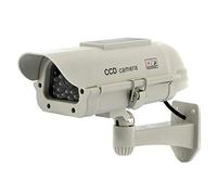 Fausse caméra de sécurité pour intérieur/extérieur avec lumière LED alimentée par énergie solaire