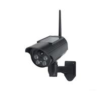 Fausse caméra de sécurité solaire d'extérieur avec détecteur de mouvement Rotation à 360° Lumière LED clignotante étanche dôme factice CCTV pour jardin Montage mural Noir