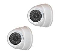 Fausse caméra de surveillance alimentée par piles, aspect réaliste, lumière LED clignotante pour la prévention du vol, la sécurité extérieure, légère, fausse caméra dôme intérieur/extérieur