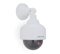 Relaxdays Fausse caméra de Surveillance en dôme, Lot de 3, lumière LED Clignotante, dissuade intrus, intérieur/extérieur, Blanche
