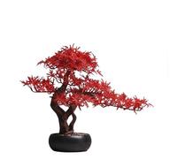 Fausse décoration Simulation de Feuille d'érable Rouge avec Arrangement Pot Rond for la Maison, Le Salon, Les Plantes en, Bureau Bonsaï Artificiel