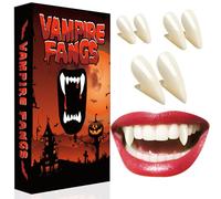 Fausse Dent de Vampire Adulte Enfant - Dentier Halloween Vampire Teeth Fangs Halloween Maquillage Costume Cosplay Accessoire Femme Homme Crocs de Vampire, Fausse Canine de Vampire Dent de Loup Garou