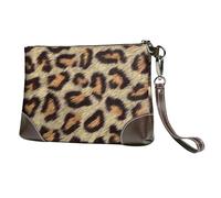 Fausse Fourrure léopard à Pois Marron,Sacs à Main en Cuir PU pour Femmes, Pochette à Fermeture éclair, Portefeuille, Sac à Main avec dragonne