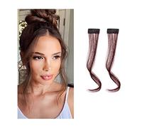 Fausse frange 2 pièces/ensemble frange de cheveux synthétiques pince sur la frange latérale avant Extensions de cheveux bouclés ondulés 30/35 CM longue barbe de Dragon naturelle frange postiche for le