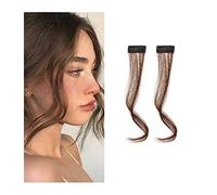 Fausse frange 2 pièces/ensemble frange de cheveux synthétiques pince sur la frange latérale avant Extensions de cheveux bouclés ondulés 30/35 CM longue barbe de Dragon naturelle frange postiche for le