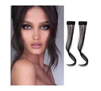 Fausse frange 2 pièces/ensemble frange de cheveux synthétiques pince sur la frange latérale avant Extensions de cheveux bouclés ondulés 30/35 CM longue barbe de Dragon naturelle frange postiche for le
