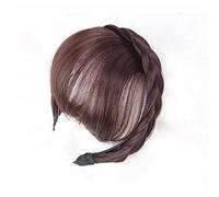 Fausse frange Bang Hair Bands Frange de cheveux avant Extensions de cheveux à franges Synthétique Fausse Frange Cheveux Frange soignée Frange avec double rangée de tresses Bandeau for femmes filles Ex