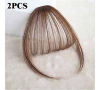 Fausse Frange D'air Pour Extensions De Cheveux Synthétiques,Outils De Coiffure,Réinitialisation,Perruque Naturelle,2 Pièces - Type Light Brown #C