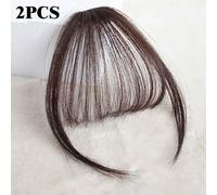 Fausse Frange D'air Pour Extensions De Cheveux Synthétiques,Outils De Coiffure,Réinitialisation,Perruque Naturelle,2 Pièces - Type Dark Brown #A