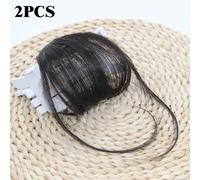 Fausse Frange D'air Pour Extensions De Cheveux Synthétiques,Outils De Coiffure,Réinitialisation,Perruque Naturelle,2 Pièces - Type Natural Black #B