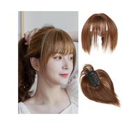 Fausse frange Extension à clipser synthétique 3D Air Bangs d'aspect naturel - Postiche invisible for un style et un volume sans effort Extensions de cheveux à clip pour frange(Light Brown)