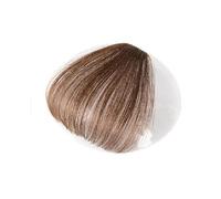 Fausse frange Extensions de cheveux 100% humains Remy à clips, cheveux lisses naturels, 1 pièce Extensions de cheveux à clip pour frange(Light Brown)