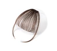 Fausse frange Extensions de cheveux 100% humains Remy à clips, cheveux lisses naturels, 1 pièce Extensions de cheveux à clip pour frange(Brown With Sideburn)