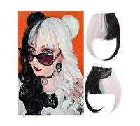 Fausse frange Extensions de cheveux synthétiques à frange naturelle, frange à clipser devant, frange plate et soignée, cheveux courts et lisses Extensions de cheveux à clip pour frange(SW65-06)