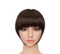 Fausse frange Faux frange synthétique émoussée Bang Clip dans l'extension de cheveux femmes Blunts frange cheveux noir brun frange 2 Clips Extensions de cheveux à clip pour frange(Dark brown)