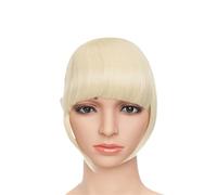 Fausse frange Faux frange synthétique émoussée Bang Clip dans l'extension de cheveux femmes Blunts frange cheveux noir brun frange 2 Clips Extensions de cheveux à clip pour frange(Bleach blonde)