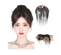 Fausse frange Frange à clipser en cheveux humains naturels, remplacement de la ligne de cheveux, frange Lanugo tissée à la main avec favoris, extensions de cheveux à clipser Extensions de cheveux à cl