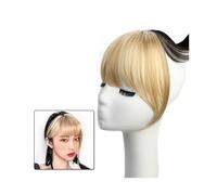 Fausse frange Perruque frange française 3D avec front naturel et sans couture, reflets roses invisibles, patch de cheveux supérieur, frange à Air Extensions de cheveux à clip pour frange(1B/27HL)