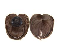 Fausse frange Perruques synthétiques avec frange à clipser en Fiber chimique for femmes, postiches naturelles avec décoration de cheveux, Extension capillaire sans colle nécessaire Extensions de cheve