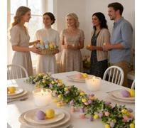 Fausse guirlande - Plastique ABS 6,9 pieds 2 pièces guirlande artificielle en forme d'œuf à suspendre | Décor de vacances d'intérieur, pour fête, mur, cheminée, escaliers, fenêtre, manteau, ensemble d