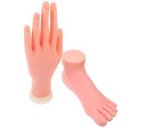 Fausse Main et Faux Pied pour Formation Manucure, 2 Pièces, Beige | Caoutchouc à Surface Lisse, Pratique sans Modèle Vivant, pour École et Salon, Mains Gauche et Pied Couleur Aléatoire