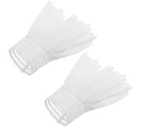 Fausse Manche de Chemise Détachable 2 Pièces Polyester Blanc | Bordure Feuille en Dentelle, pour Chemisiers et Vêtements, Usage Casual ou Événementiel