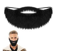 Fausse moustache élastique pour déguisement de pirate mexicain pour déguisement, Halloween, Noël, fête, bal masqué, fête costumée (noir)
