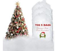 Fausse Neige de Noël Couverture de Neige Artificielle Moelleuse en Fibre Neige Intérieure pour Arbre de Noël Village Hiver Manteau, Nativité et Décoration de Noël Facile, 5,3 oz par Sac (5 Sacs)