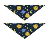Fausse paillettes dessin animé soleil lune mignon chien bandana réglable race chien mignon ensemble de vacances pour chiens chats S